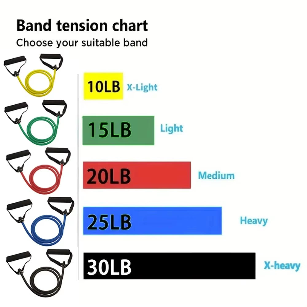 Resistance Bands with Handles Exercise Workout for Men Women Strength Training Equipment at Home 5 Levels Tube Band Pull Rope