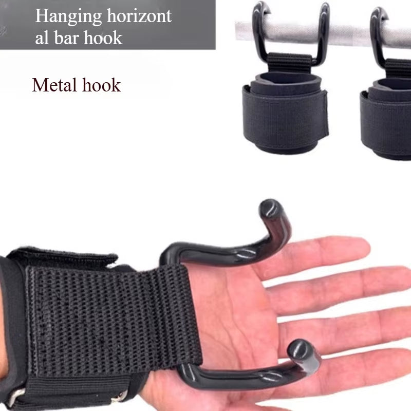 1PC Weight Lifting Hook Grips with Wrist Wraps Gym Hand-Bar Wrist Strap Fitness Hook Weight Strap Pull-Ups Power Lift Gloves