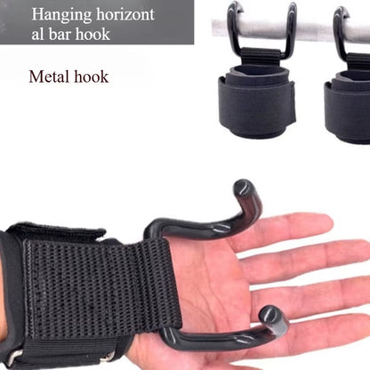1PC Weight Lifting Hook Grips with Wrist Wraps Gym Hand-Bar Wrist Strap Fitness Hook Weight Strap Pull-Ups Power Lift Gloves