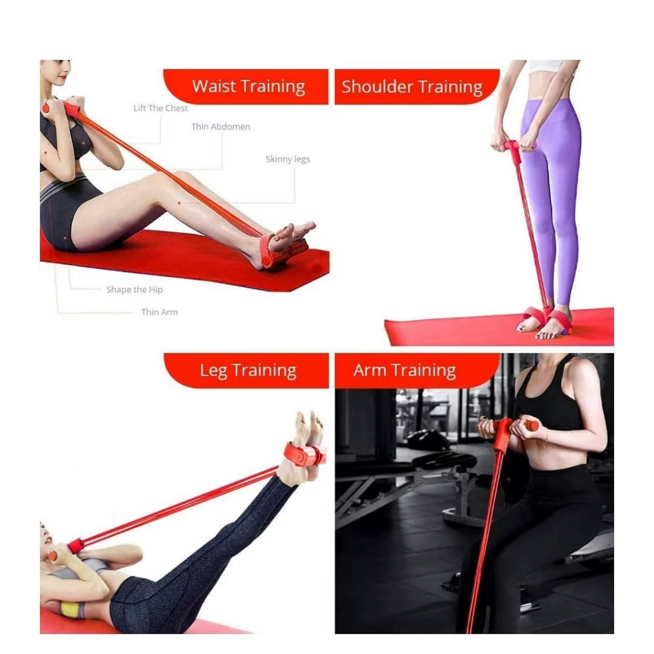 A Four-Pedal Six-Pedal Pull-On Sit-Up Aid Skinny Belly Fitness Yogi Uses a Tension Rope Pull-On Pull-On