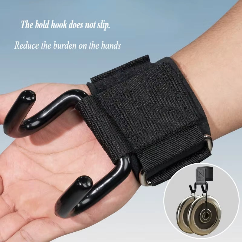 1PC Weight Lifting Hook Grips with Wrist Wraps Gym Hand-Bar Wrist Strap Fitness Hook Weight Strap Pull-Ups Power Lift Gloves