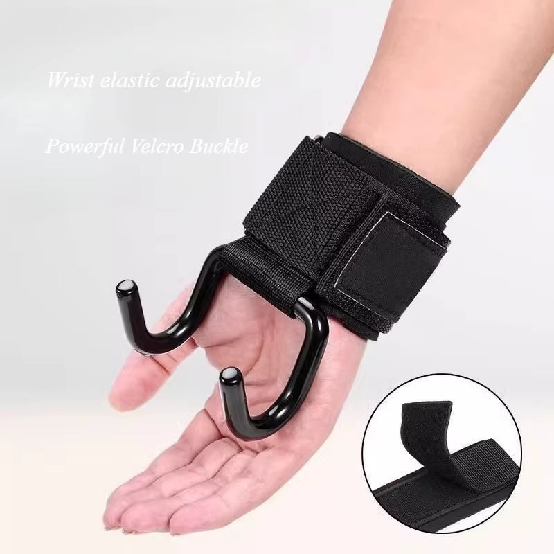 1PC Weight Lifting Hook Grips with Wrist Wraps Gym Hand-Bar Wrist Strap Fitness Hook Weight Strap Pull-Ups Power Lift Gloves